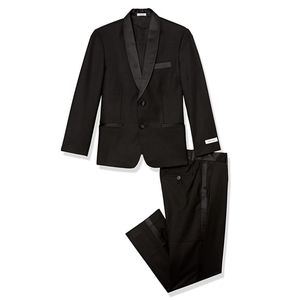 Calvin Klein Boys' 2-Piece Formal Tuxedo Suit Set, Includes Jacket & Dre…